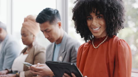 Face,-business-and-black-woman-with-people