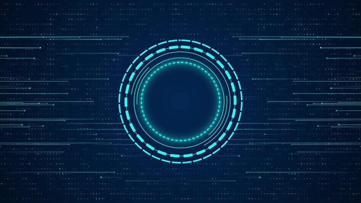 Abstract Digital HUD Interface with Glowing Circular Data Rings