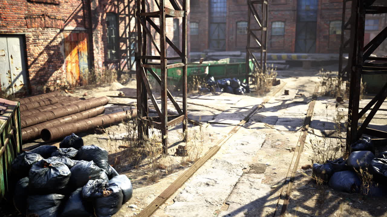 공장에서 버려진 오래된 산업 건물