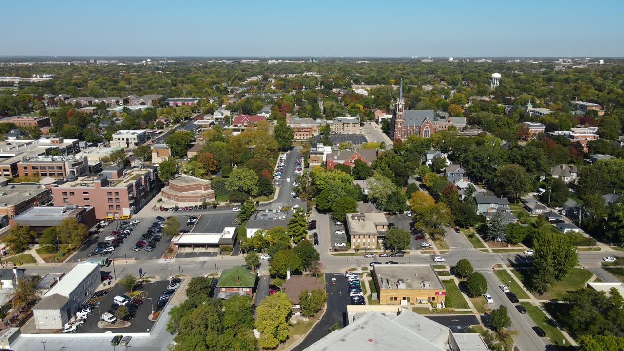 Aerial View of a Suburb in Autumn