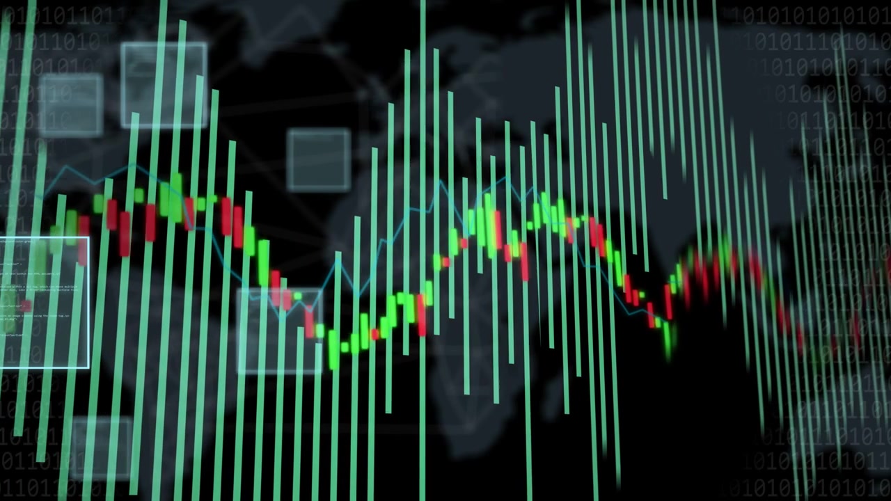 On start data dash animating bars shifting candles moving boxes marking peaks highlighting trends