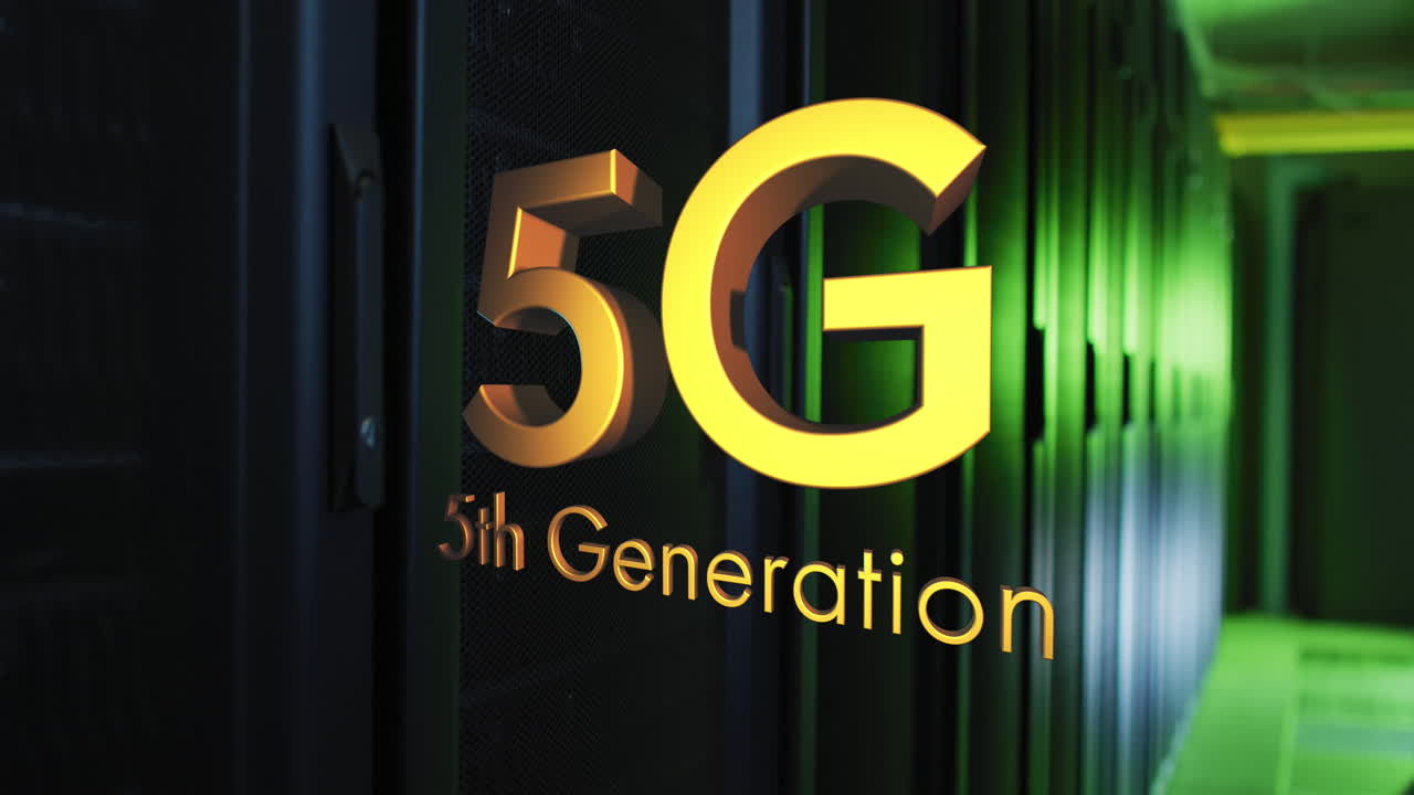 animación de 5g 5a generación de procesamiento de datos de texto a través de servidores informáticos