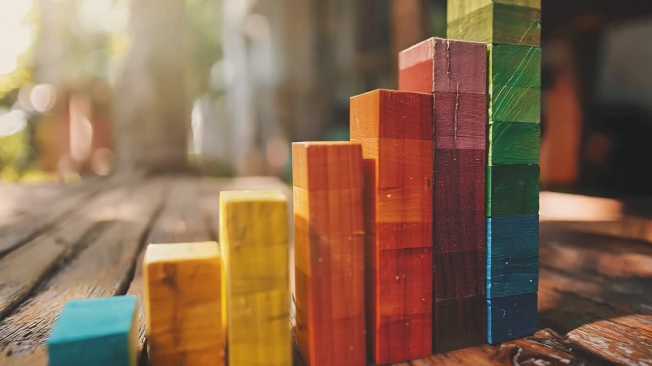 Wooden blocks representing growth and progress