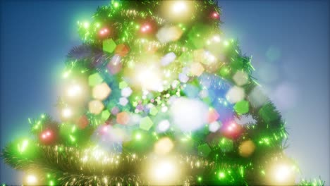 joyful studio shot of a christmas tree with colorful lights