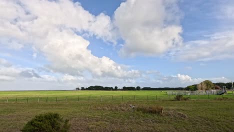 passing fields and mountains under a blue sky