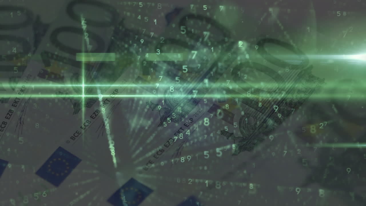 animación del procesamiento de datos sobre los billetes en euros