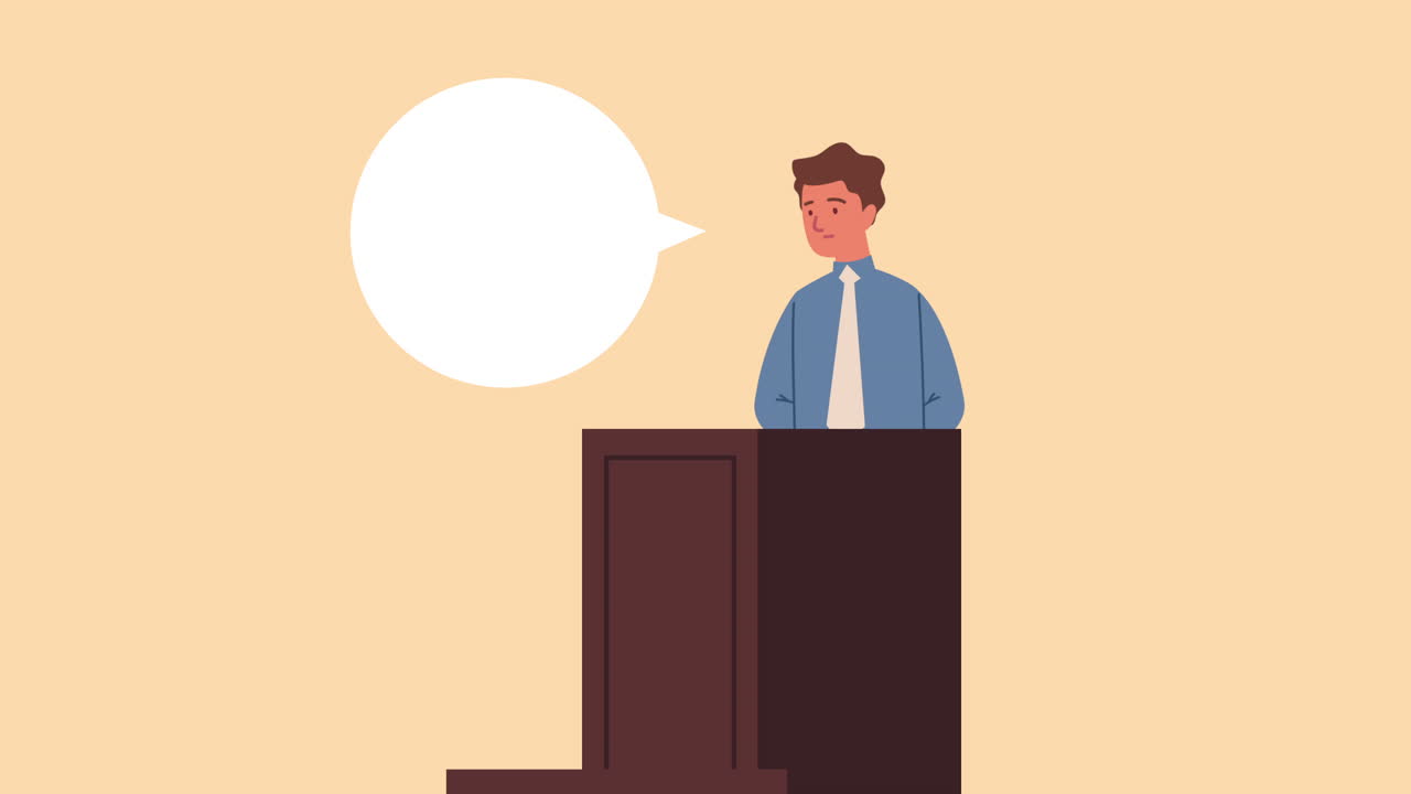 재판관 은 연단 에서 말 하고 있다