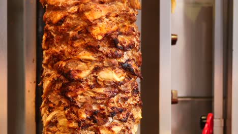 chicken shawarma on a rotisserie