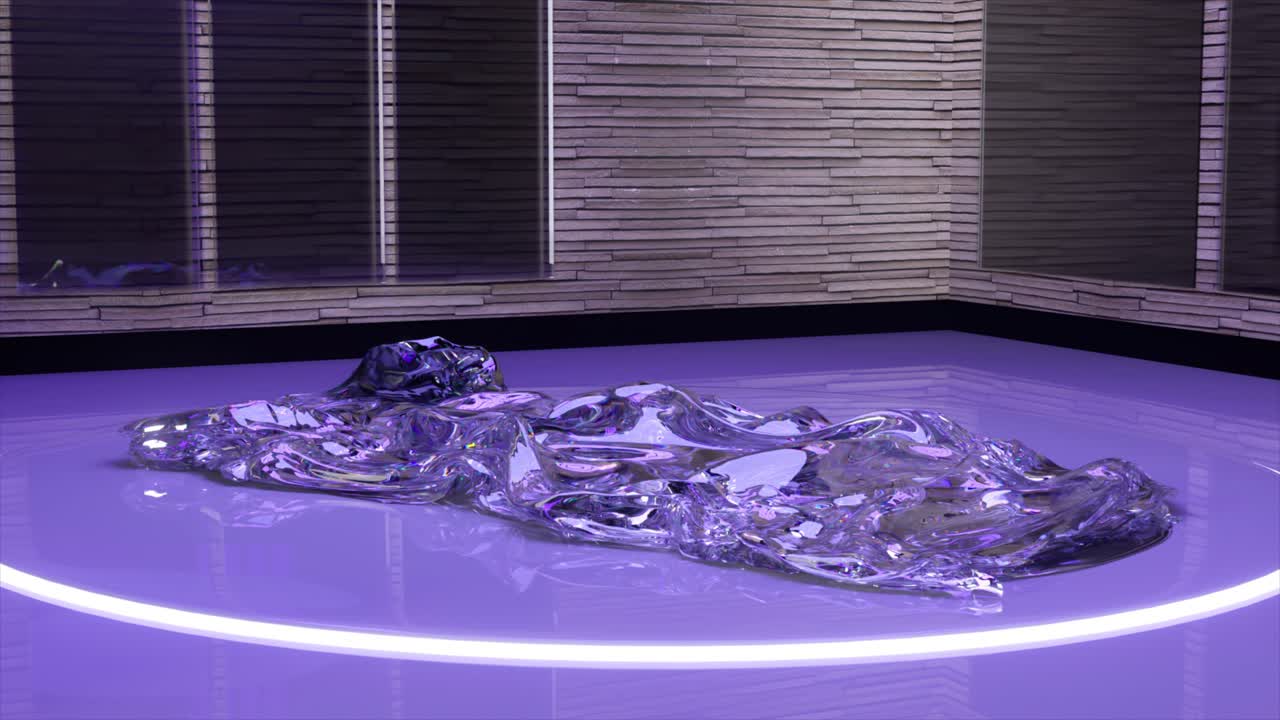 coche futurista púrpura y negro en una plataforma de exhibición