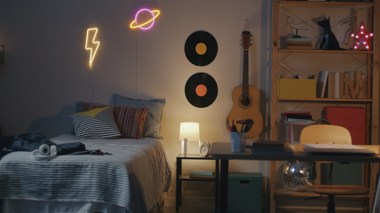 Cozy Teenage Bedroom with Music Decor