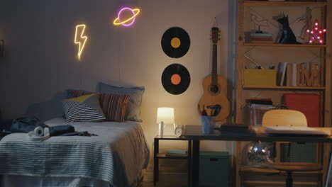 cozy teenage bedroom with music decor