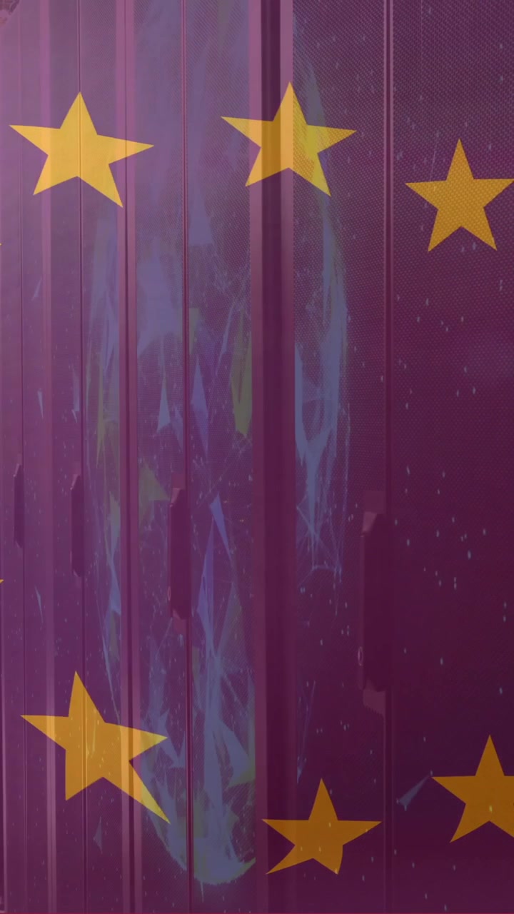 Animazione della bandiera dell'UE e del globo su sala server