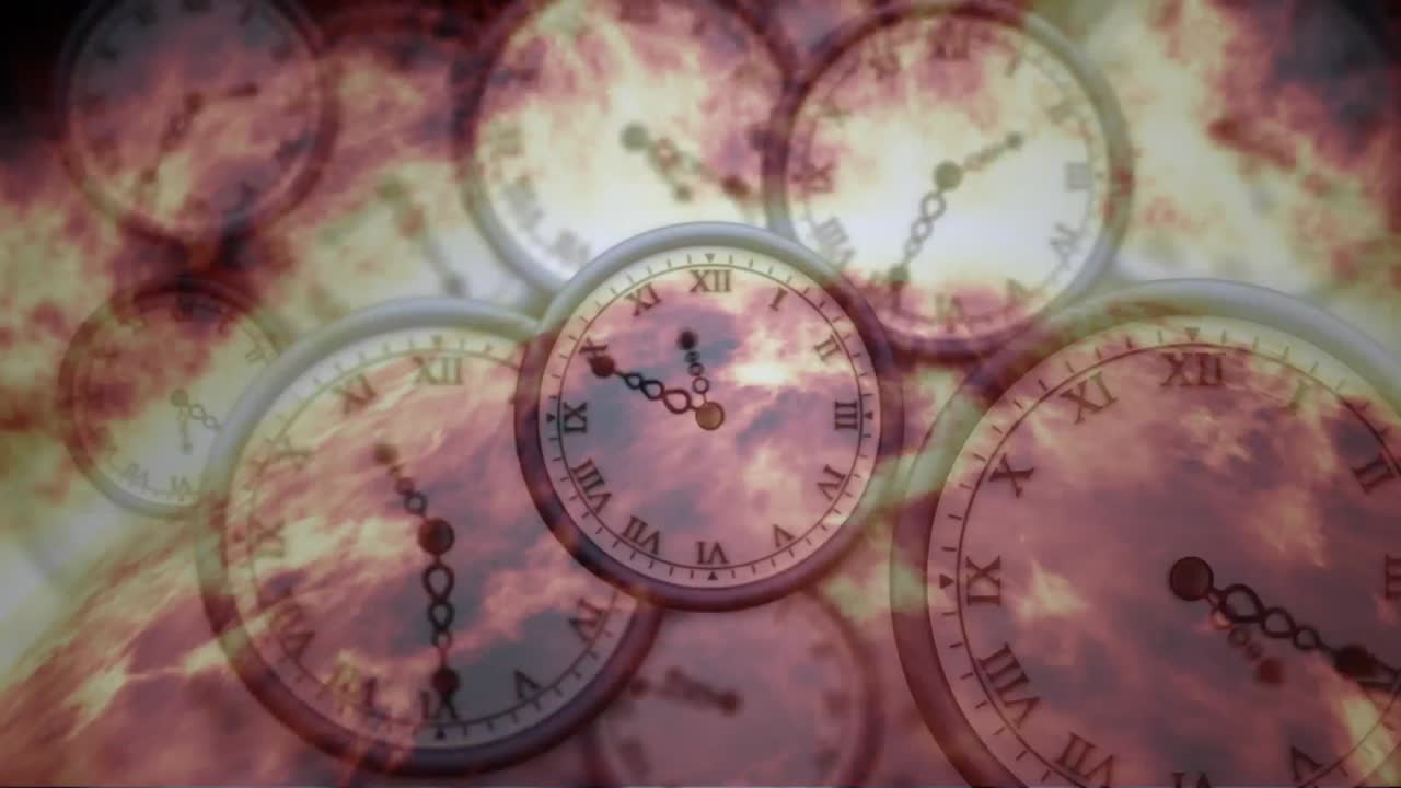 анимация солнечной системы, планет и космоса над тикающими часами