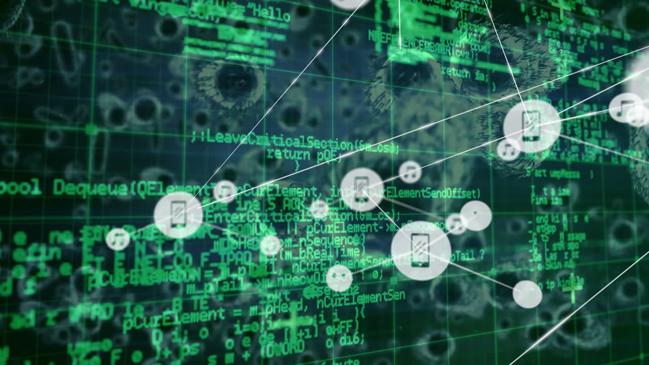 red de iconos digitales y procesamiento de datos contra células y vasos sanguíneos de covid-19