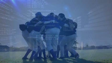 animation of data processing over diverse female baseball players