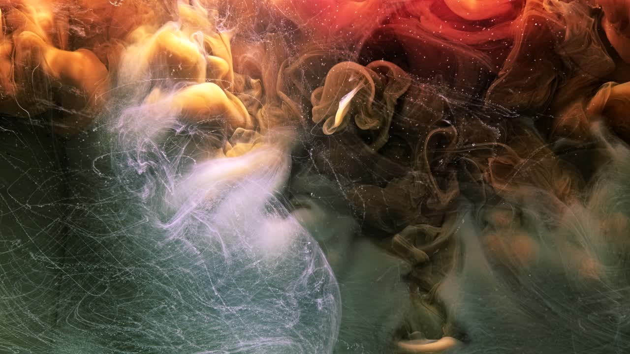 mezcla de tinta explosión química gas de color amarillo rojo