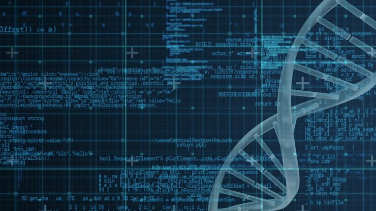 Digital illustration of helix diagram of dna