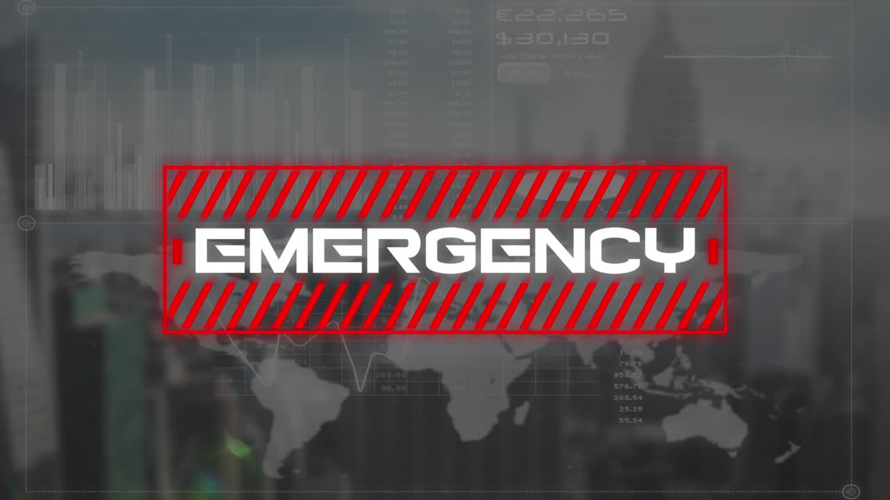 animación del texto de advertencia de covid 19 sobre procesamiento de datos y mapa del mundo