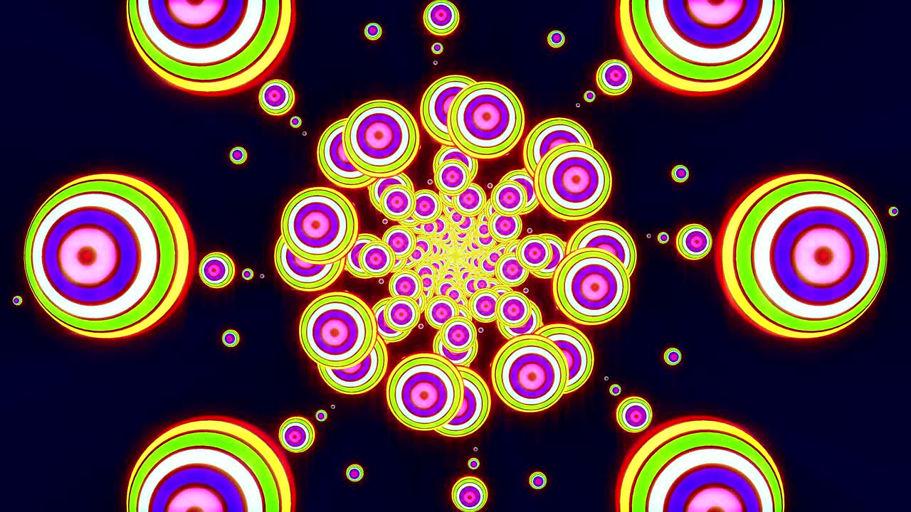 baile de discoteca y fondo de música electrónica. imágenes de bucle sin fisuras. mandala cósmica esotérica.