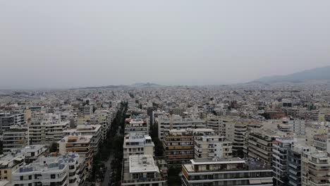 Atenas,-Grecia,-Zona-Residencial-Densa,-Horizonte-De-Ciudad-Europea-Con-Contaminación-Aérea