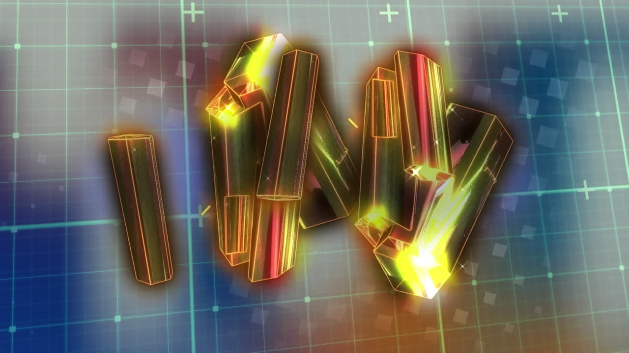 추상적인 배경에 대 한 여러 사각형에 대 한 격자 패턴 위에 애니메이션 3d 바