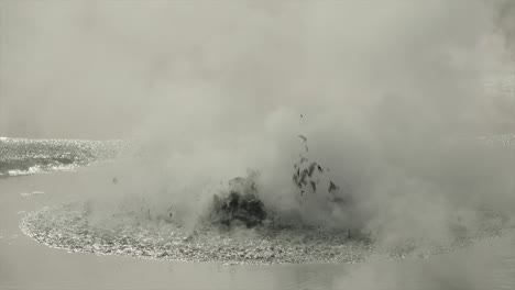 mesmerizing giant geothermal mud bubbling with steam in slow-motion