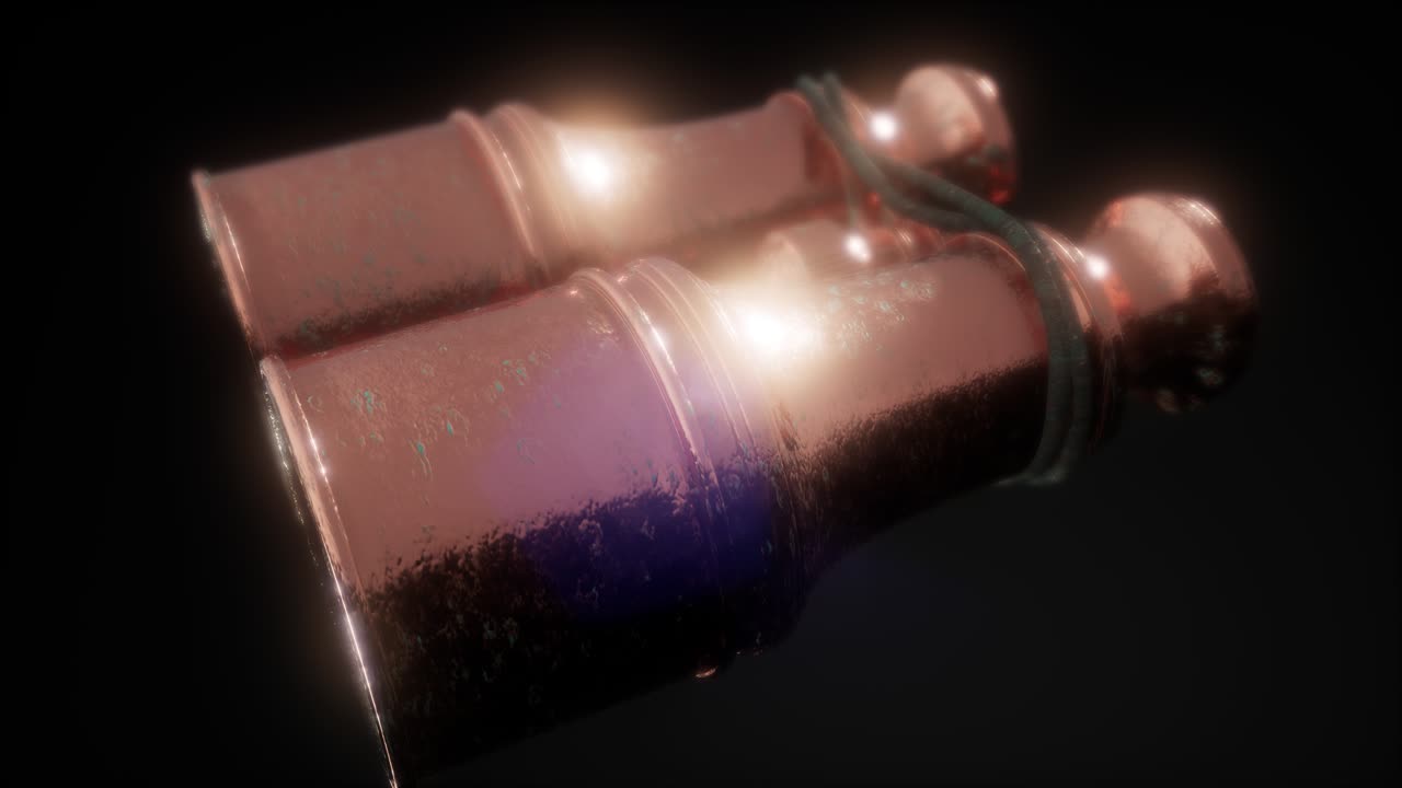 viejos binoculares sobre un fondo negro