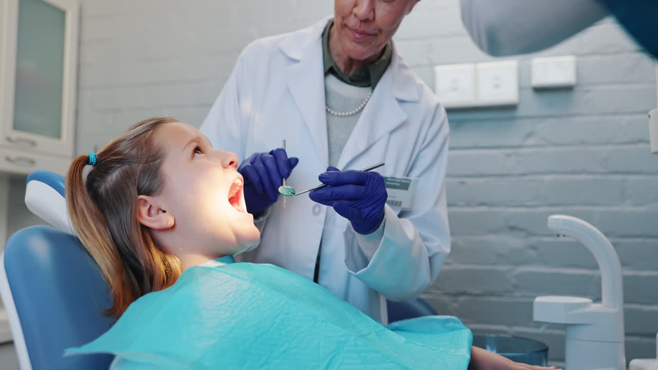 Child having a dental examination