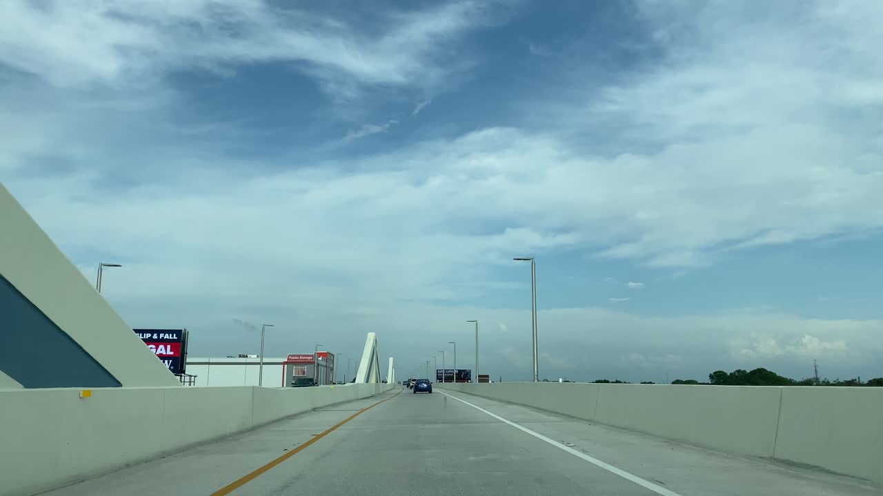 Driver pov on brand new highways in Tampa Florida,