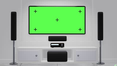 pantalla verde en la pantalla del cine en casa.