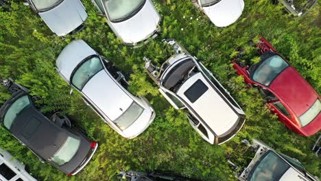 aerial view of a scrap car yard