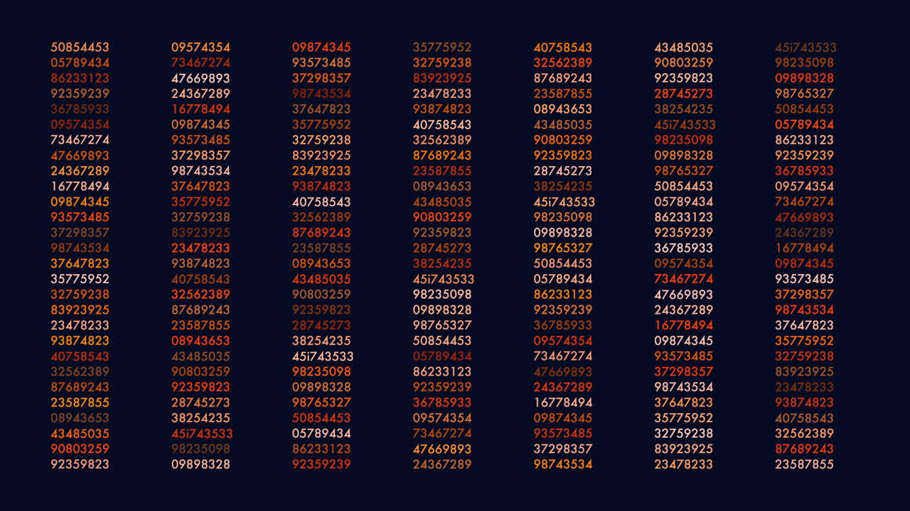 patrón de números de filas con color neón en degradado negro