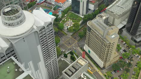 cloudy day singapore downtown traffic streets cityscape aerial panorama 4k