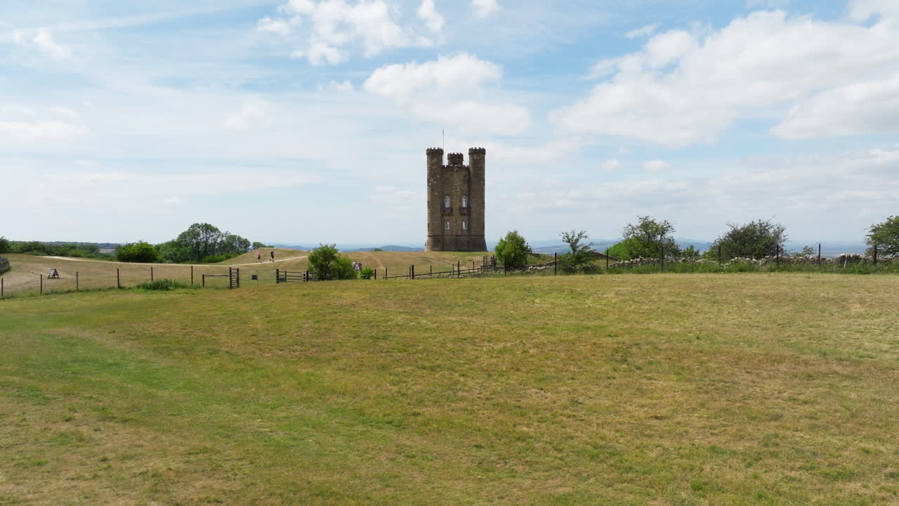 Broadway Tower In The Cotswolds In England - Drone Shot