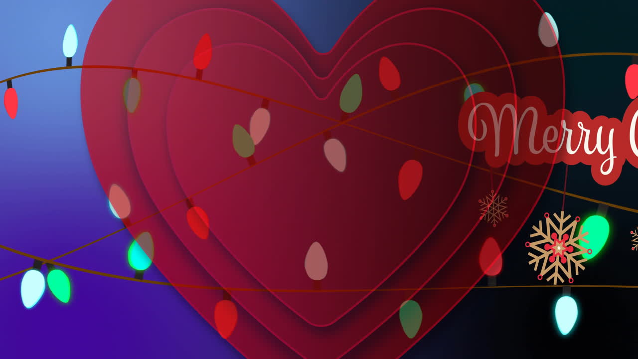 Creating festive holiday atmosphere, heart shapes with colorful lights in animation