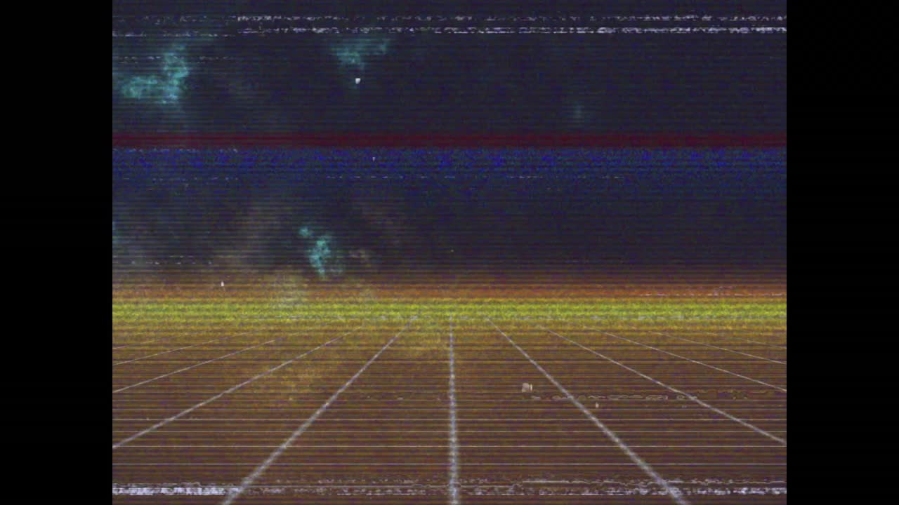 animación de interferencia de fallo sobre líneas de neón sobre fondo negro