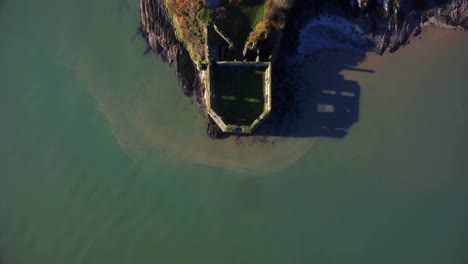 Aerial-view-of-old-ruin-structure-4k