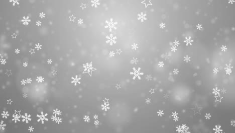 luz blanca de invierno con nieve que cae, copo de nieve. fondo de bucle de invierno de vacaciones