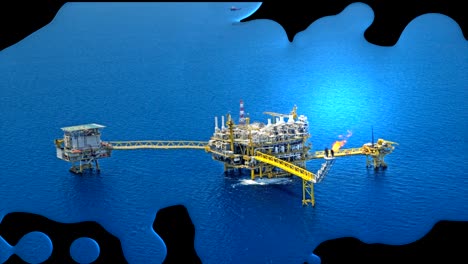 offshore rig plant with mercury liquid effect background