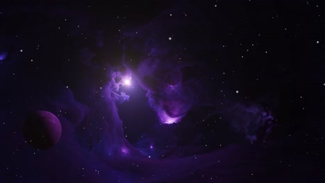 nebulosa púrpura y planeta púrpura en el espacio