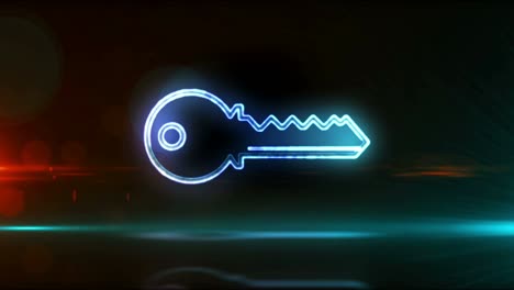 key cyber security neon symbol abstract loopable animation