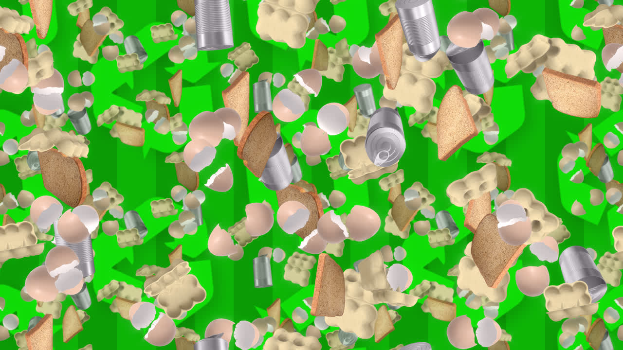 재활용 폐기물 생태 배경 루프 타일 회전