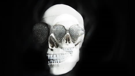 human skull with sunglasses