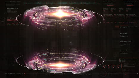 pantalla de visualización frontal holográfica circular gráfica de movimiento con visualización de información de telemetría de datos digitales para interfaz de usuario pantalla de visualización frontal