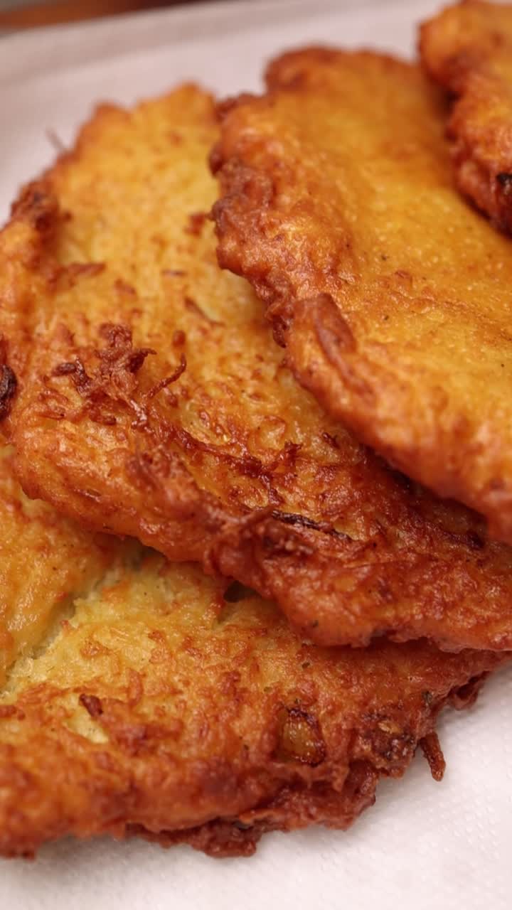 Close-up of Golden Fried Potato Pancakes