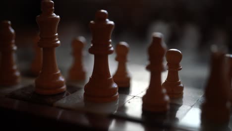 close-up of chess pieces on a chessboard