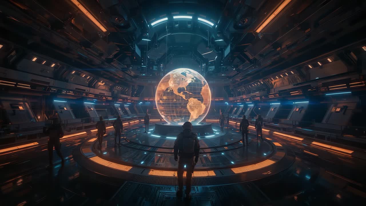 Globo olografico futuristico di astronave