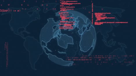 Mikroprozessorverbindungen-über-Sich-Drehendem-Globus-Und-Datenverarbeitung-Auf-Blauem-Hintergrund