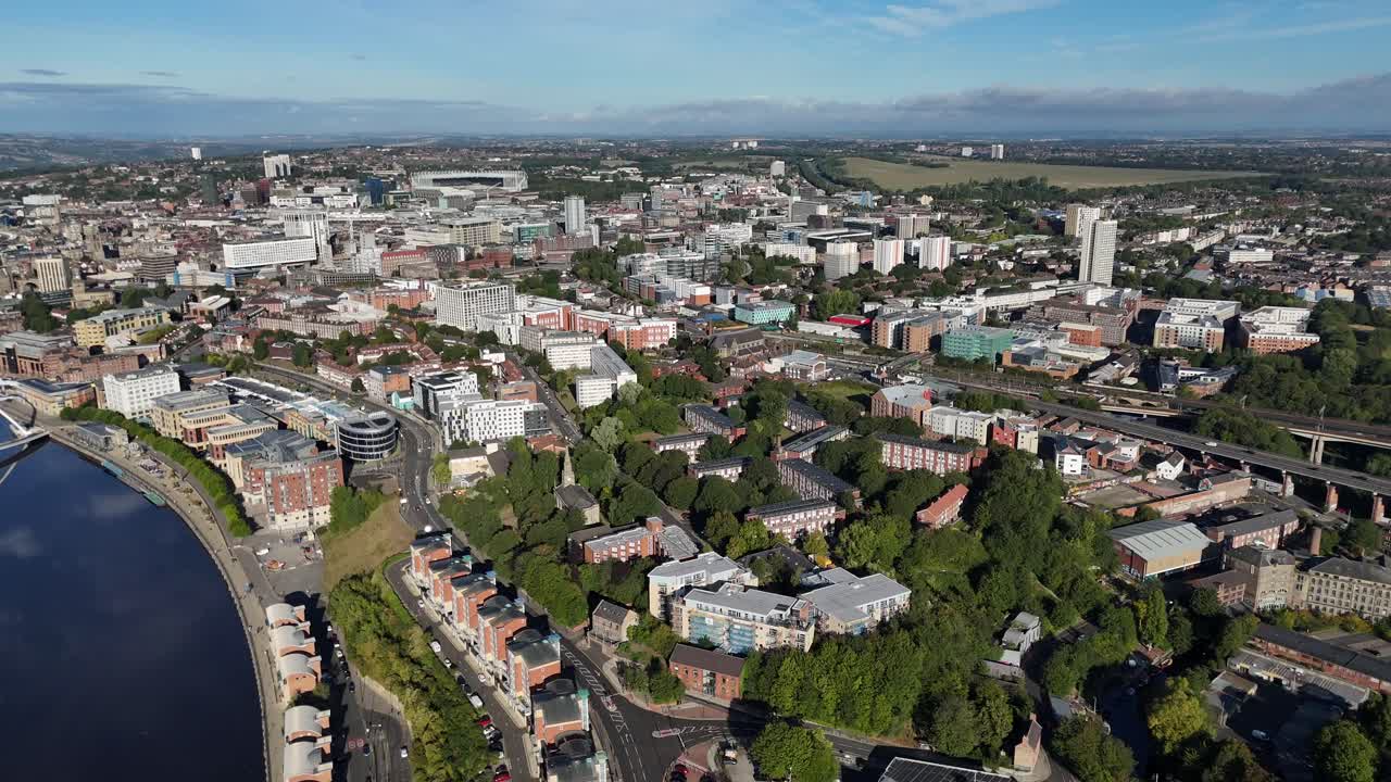 Drone Aerial Footage of Newcastle and Gateshead — River Tyne, Bridges, St ’ Park, City Centre Skyline, UK north east england tyneside