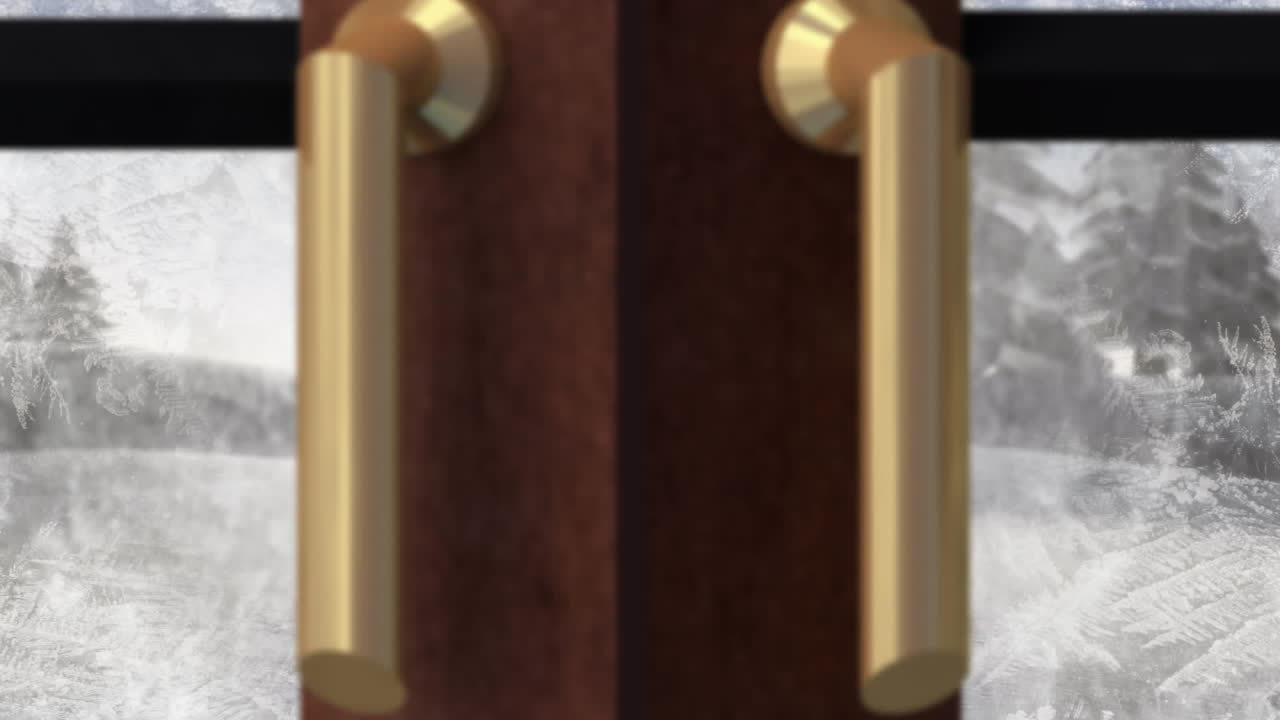 창문 을 통해 볼 수 있는 겨울 풍경 과 눈 구름 의 애니메이션